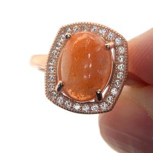 Sunstone 1.90ct Rose Gold Finish Solid 925 Sterling Silver Ring